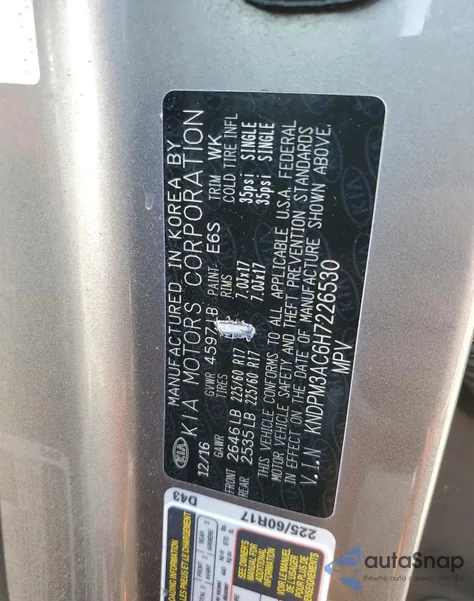 2017 Kia Sportage Lx from USA, damaged, VIN KNDPM3AC6H7226530